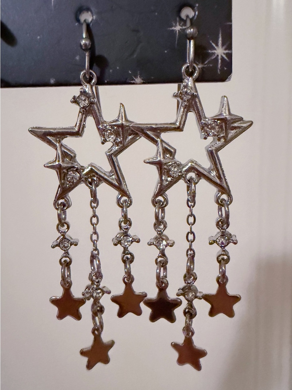 Silver Star Dangle Earrings